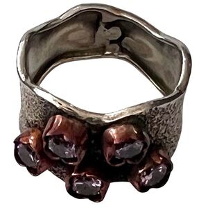 Handmade Vintage Sterling Silver and Copper Gemstone Ring